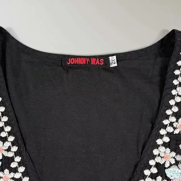 Johnny Was Blouse Tunic Top V-Neck Embroidered Floral Boho Cottage Core Size 2X - Picture 4 of 9